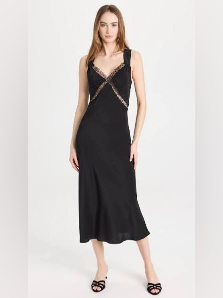 Reformation Provence Silk Dress Black Size S